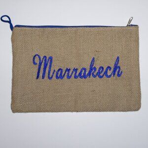 Gorgeous Moroccan Marrakech Cosmetic Bag Brown Blue New 11"